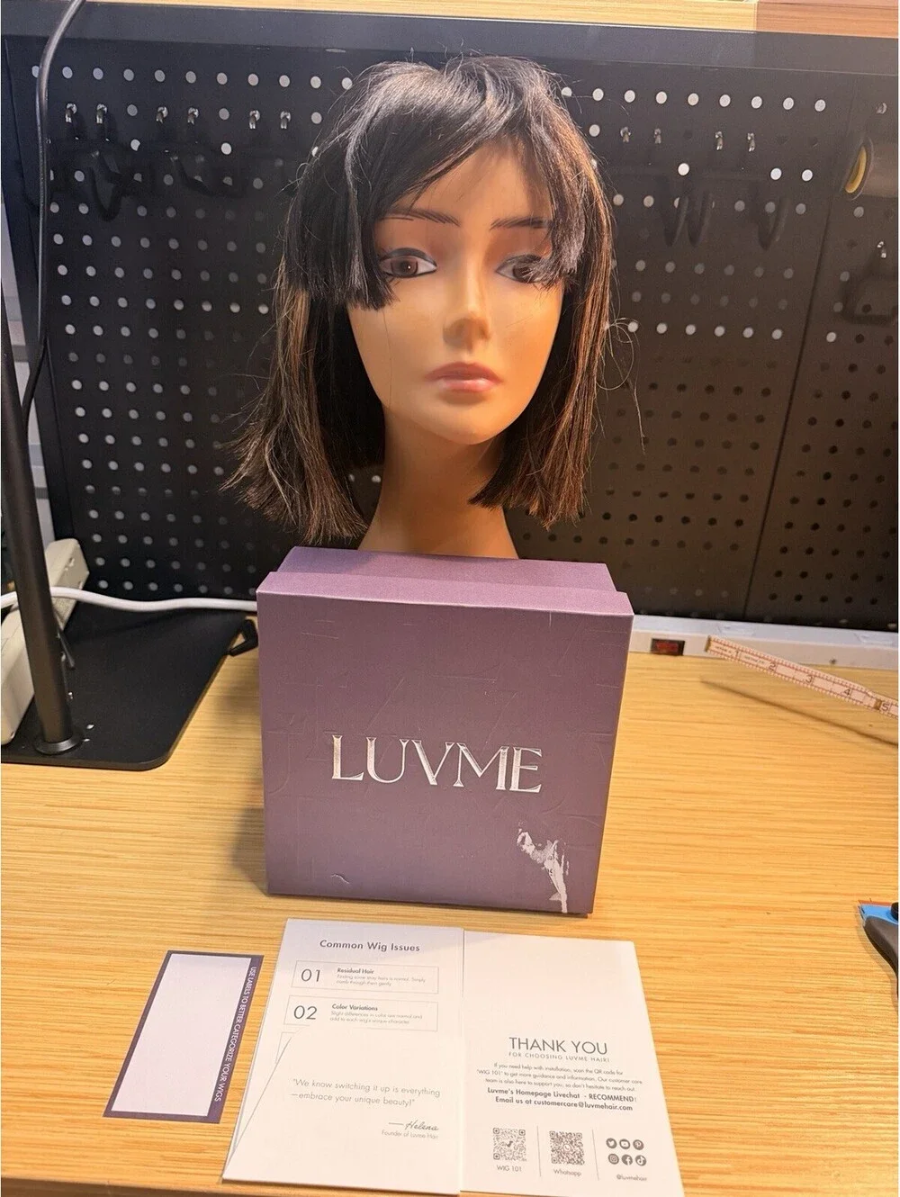 Luvme Hair Natural Black Brown Human Hair Straight Bob Bangs Wig